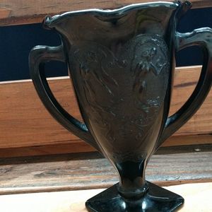 Art deco dancing Nymphs black amethyst glass